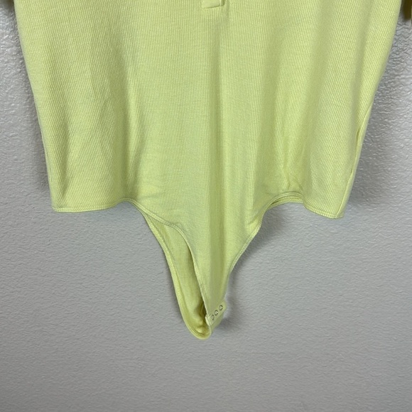 ATM ANTHONY THOMAS MELILLO STRETCH MODAL HENLEY BODYSUIT IN BANANA - Picture 5 of 10